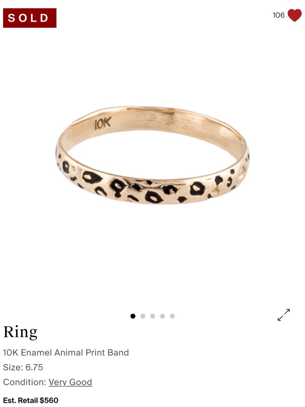 10K Gold Animal Print Band Ring - Gold